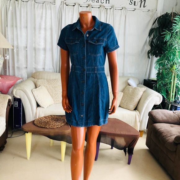 Express Dresses & Skirts - 2017 Express Denim blue Jean mini dress Women's size S Small GUC